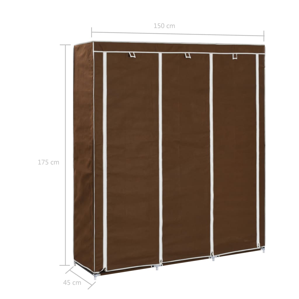 Armoire avec compartiments et barres Marron 150x45x175 cm Tissu - Armoires