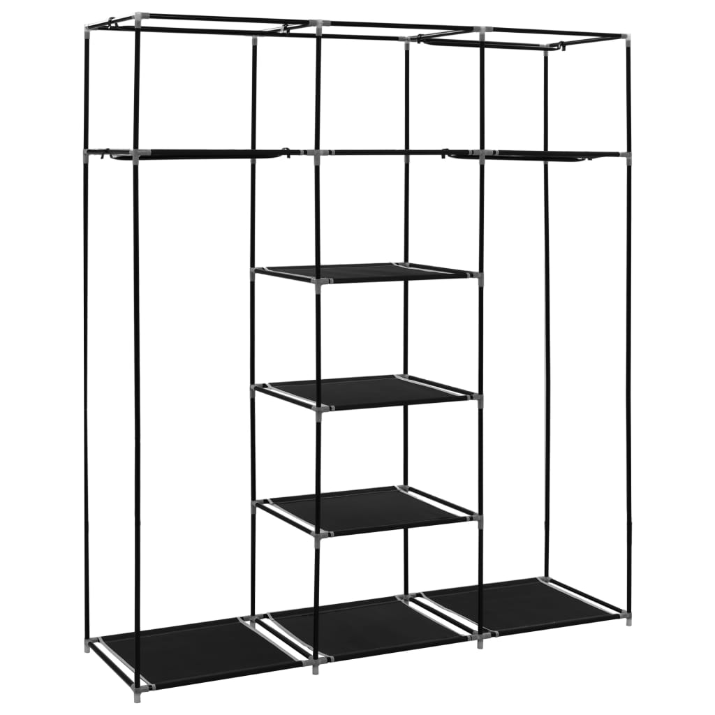Armoire avec compartiments et barres Noir 150x45x175 cm Tissu - Armoires