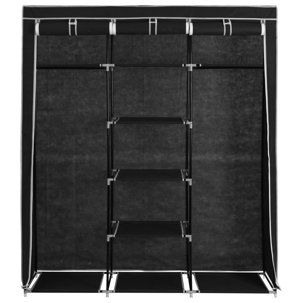 Armoire avec compartiments et barres Noir 150x45x175 cm Tissu - Armoires