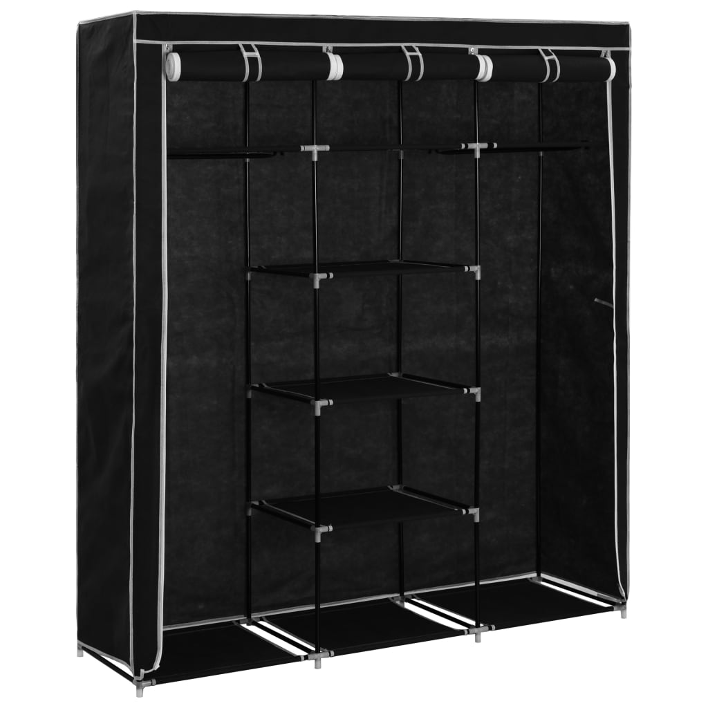 Armoire avec compartiments et barres Noir 150x45x175 cm Tissu - Armoires