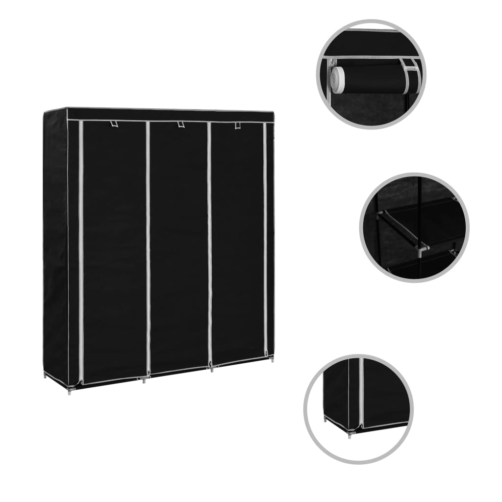 Armoire avec compartiments et barres Noir 150x45x175 cm Tissu - Armoires