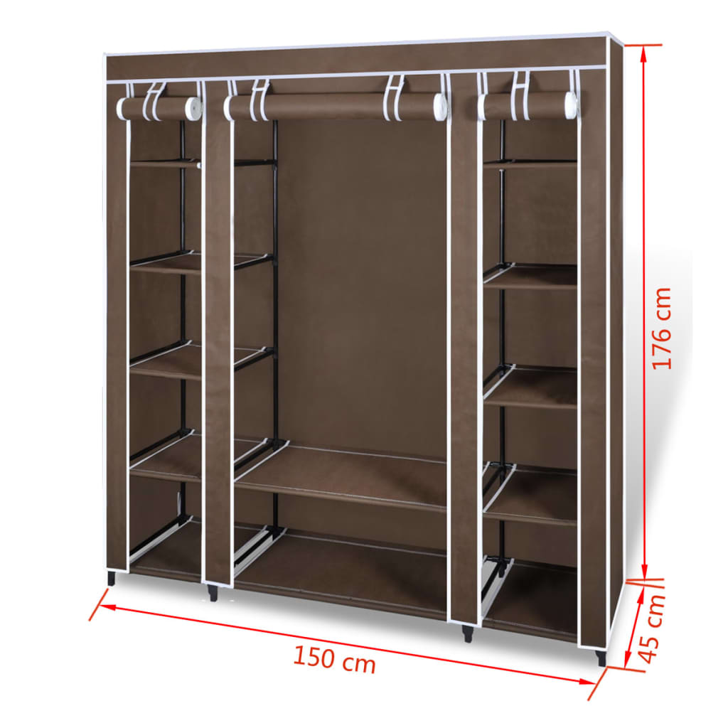 Armoire avec compartiments et tiges 45 x 150 x 176 cm Marron - Armoires