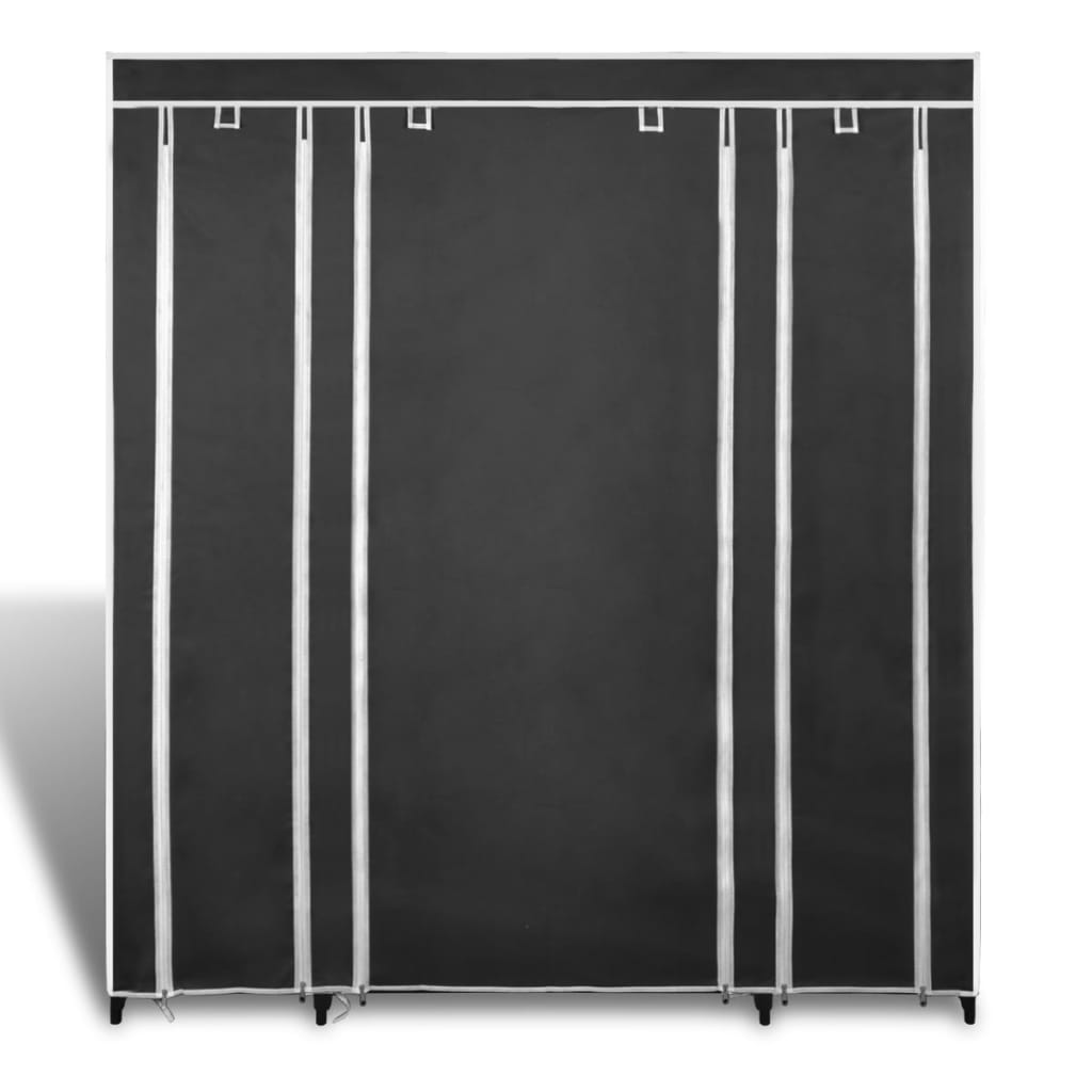 Armoire avec compartiments et tiges 45 x 150 x 176 cm Noir - Armoires