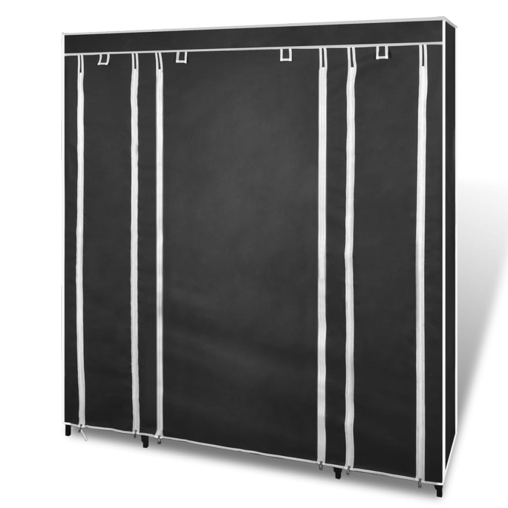 Armoire avec compartiments et tiges 45 x 150 x 176 cm Noir - Armoires