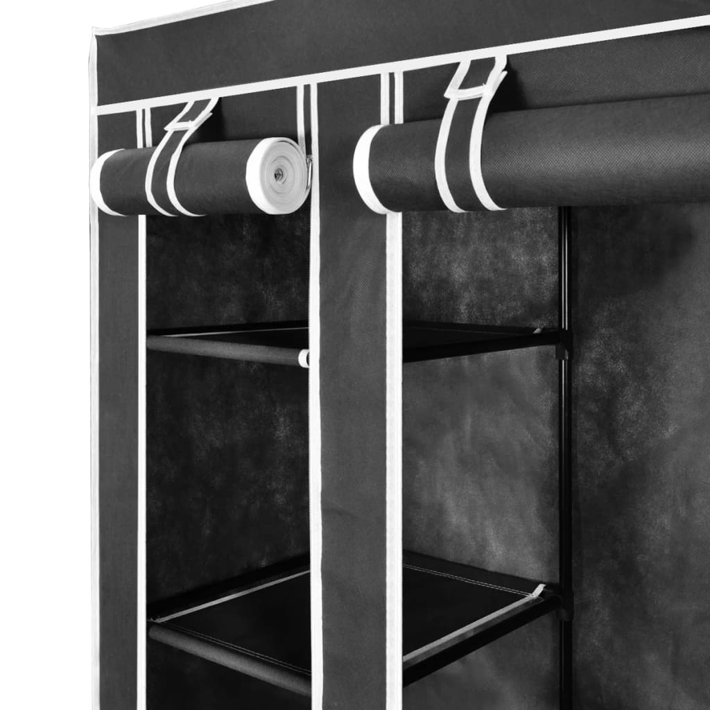 Armoire avec compartiments et tiges 45 x 150 x 176 cm Noir - Armoires