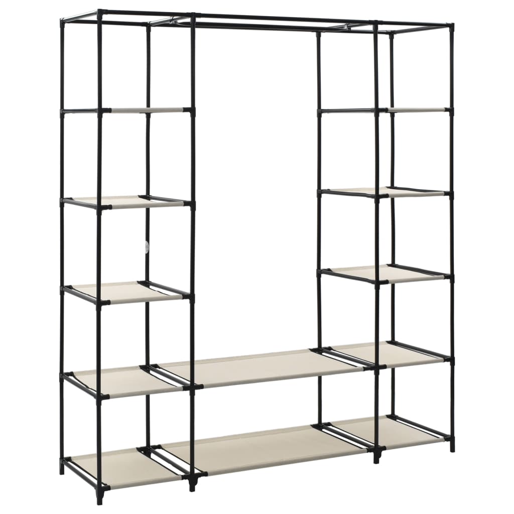 Armoire avec compartiments et tiges Crème 150x45x176 cm Tissu - Armoires