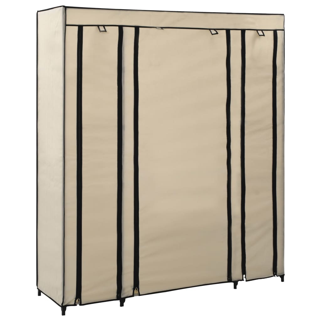 Armoire avec compartiments et tiges Crème 150x45x176 cm Tissu - Armoires
