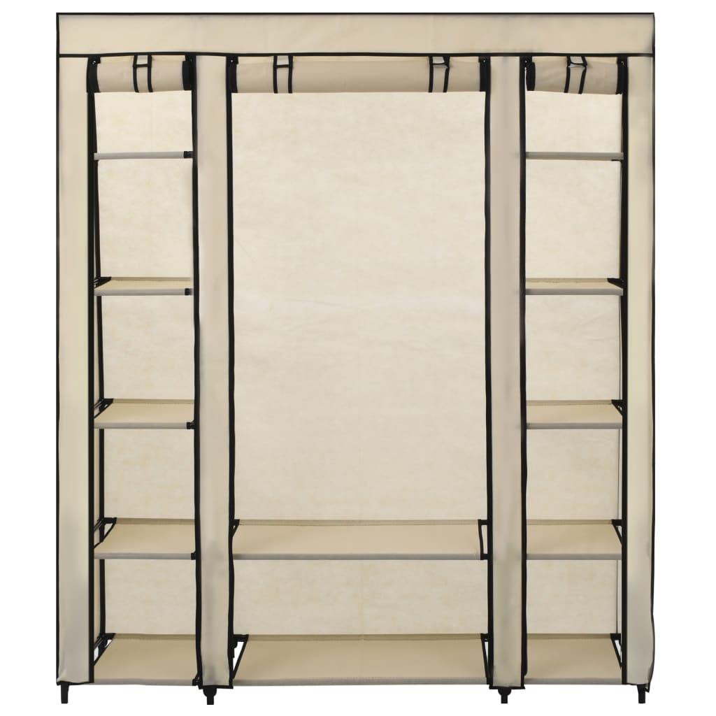 Armoire avec compartiments et tiges Crème 150x45x176 cm Tissu - Armoires