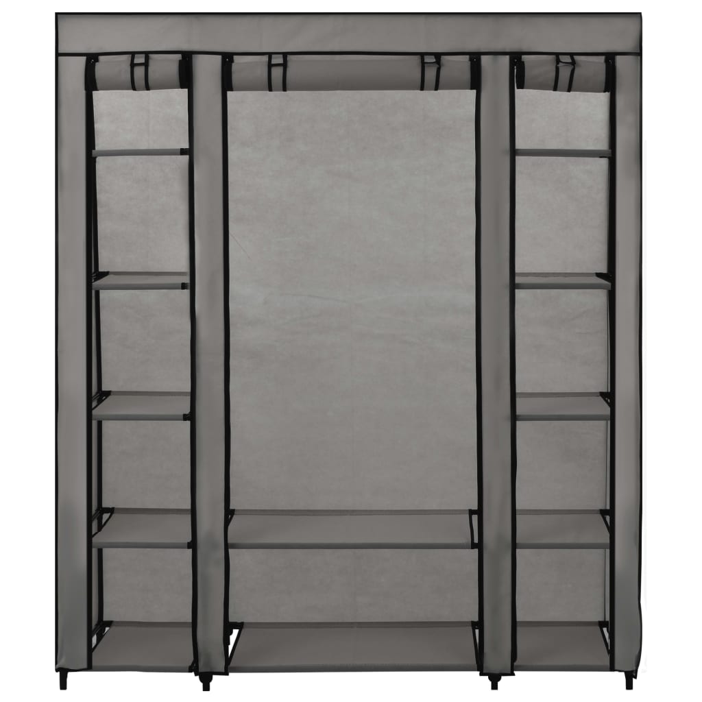 Armoire avec compartiments et tiges Gris 150x45x176 cm Tissu - Armoires