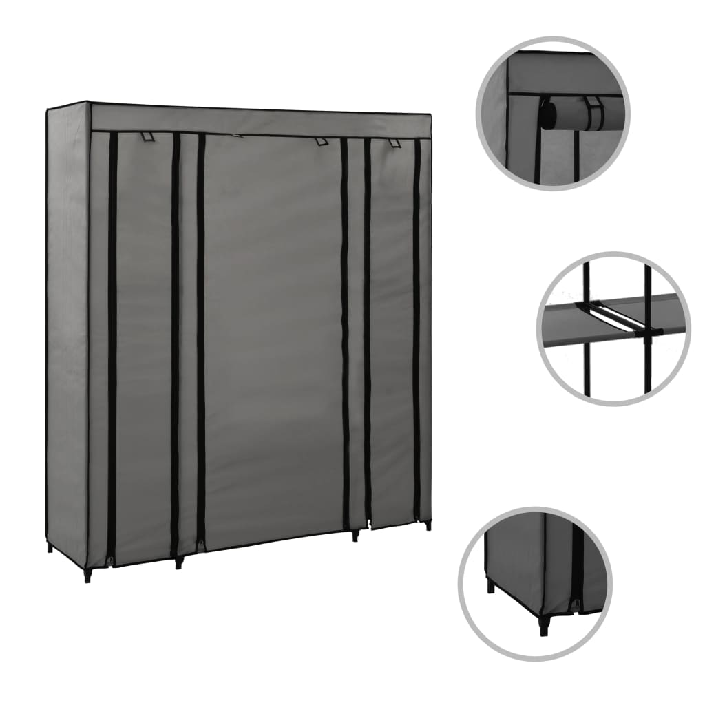 Armoire avec compartiments et tiges Gris 150x45x176 cm Tissu - Armoires