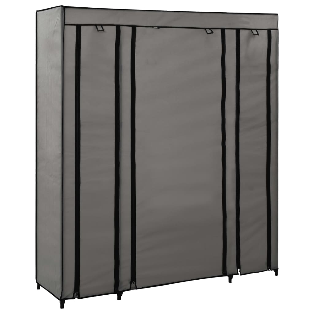 Armoire avec compartiments et tiges Gris 150x45x176 cm Tissu - Armoires