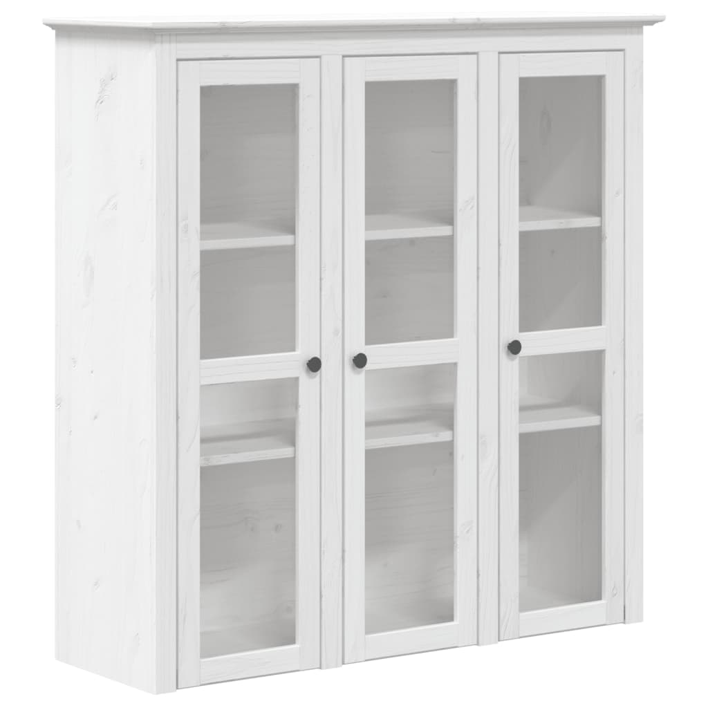 Armoire avec portes vitrées BODO blanc bois de pin massif - Buffets & bahuts