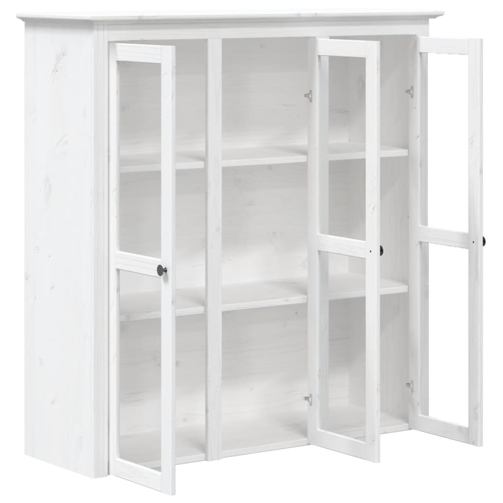 Armoire avec portes vitrées BODO blanc bois de pin massif - Buffets & bahuts