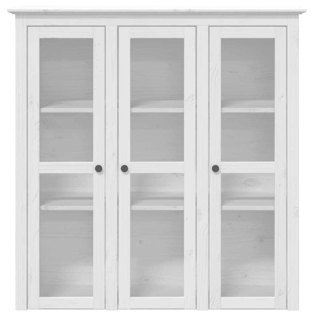 Armoire avec portes vitrées BODO blanc bois de pin massif - Buffets & bahuts