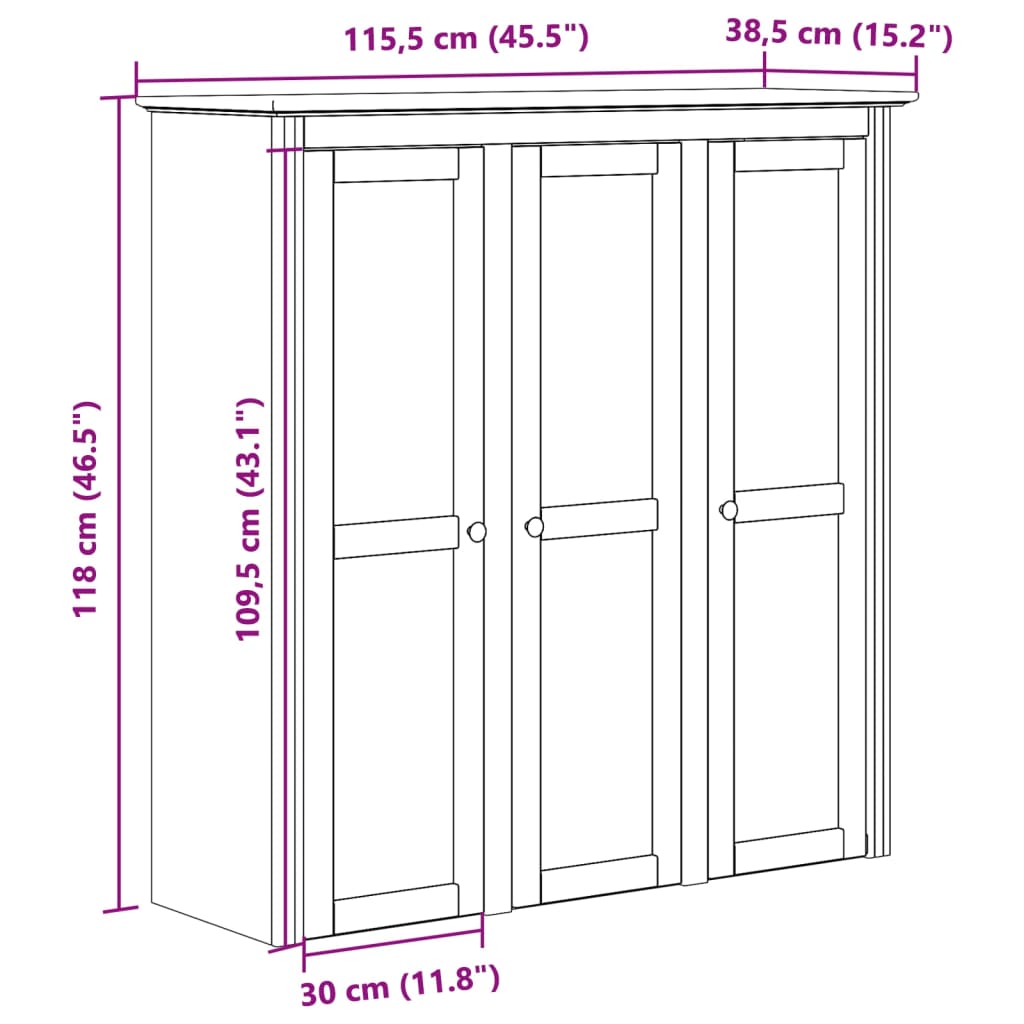 Armoire avec portes vitrées BODO blanc bois de pin massif - Buffets & bahuts