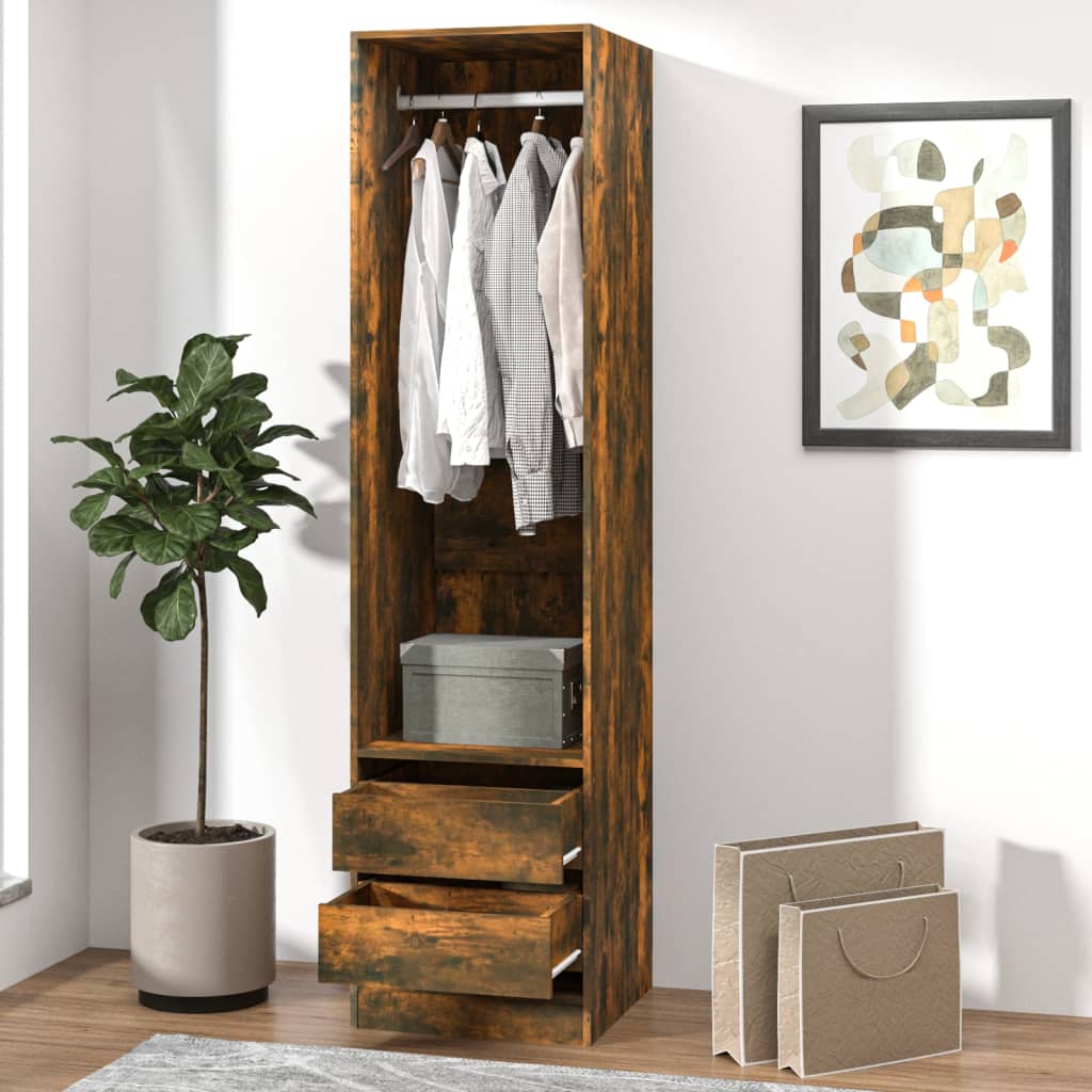 Armoire avec tiroirs Chêne fumé 50x50x200 cm Bois d’ingénierie - Armoires