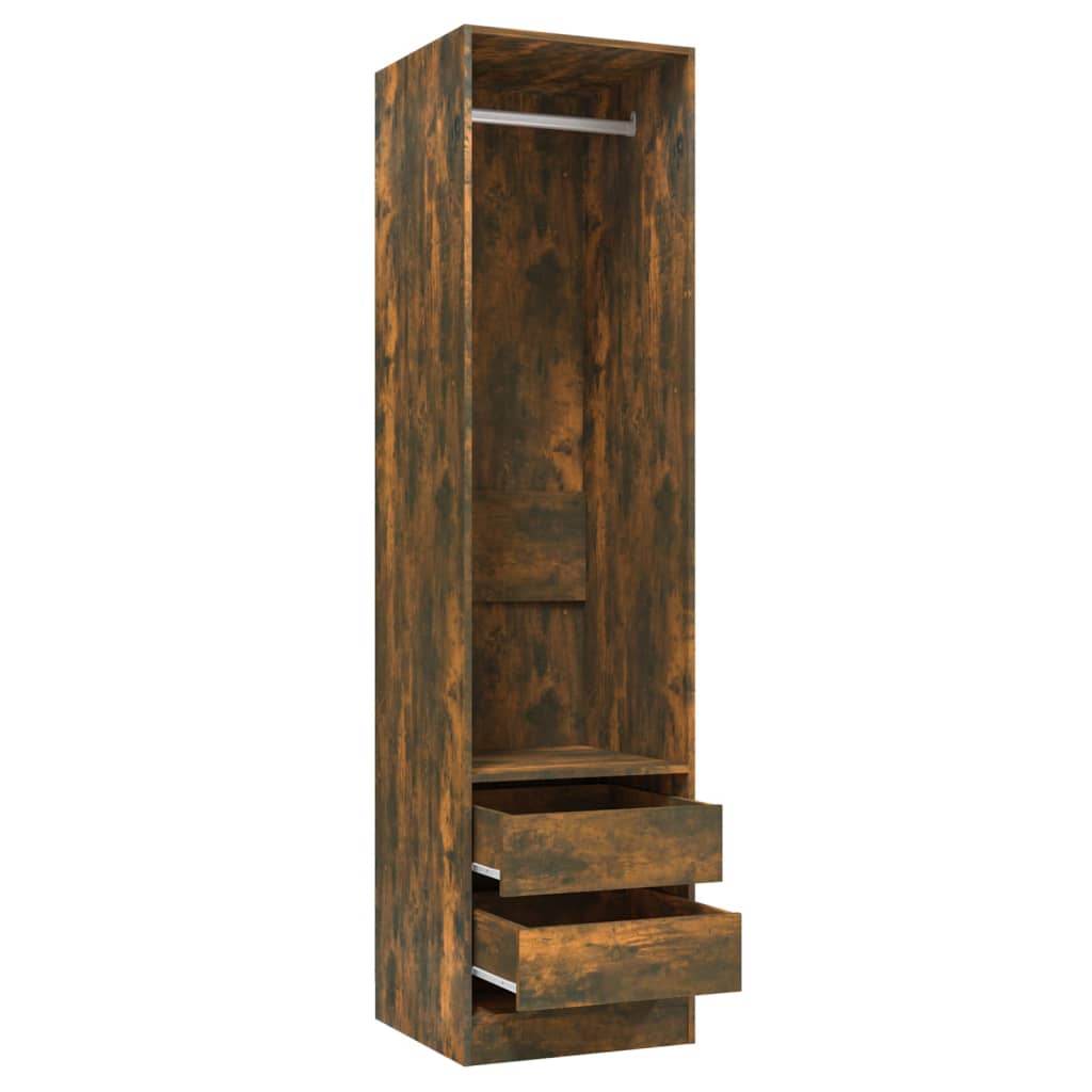 Armoire avec tiroirs Chêne fumé 50x50x200 cm Bois d’ingénierie - Armoires