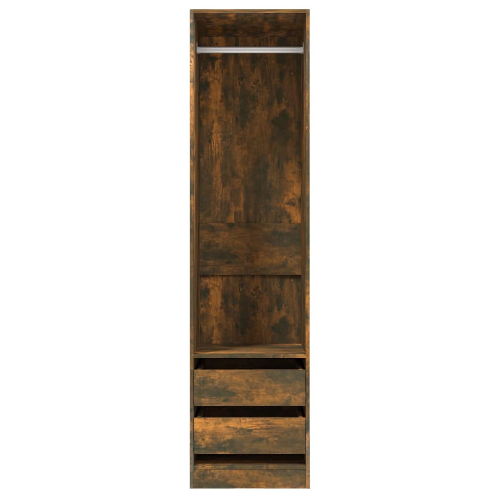 Armoire avec tiroirs Chêne fumé 50x50x200 cm Bois d’ingénierie - Armoires