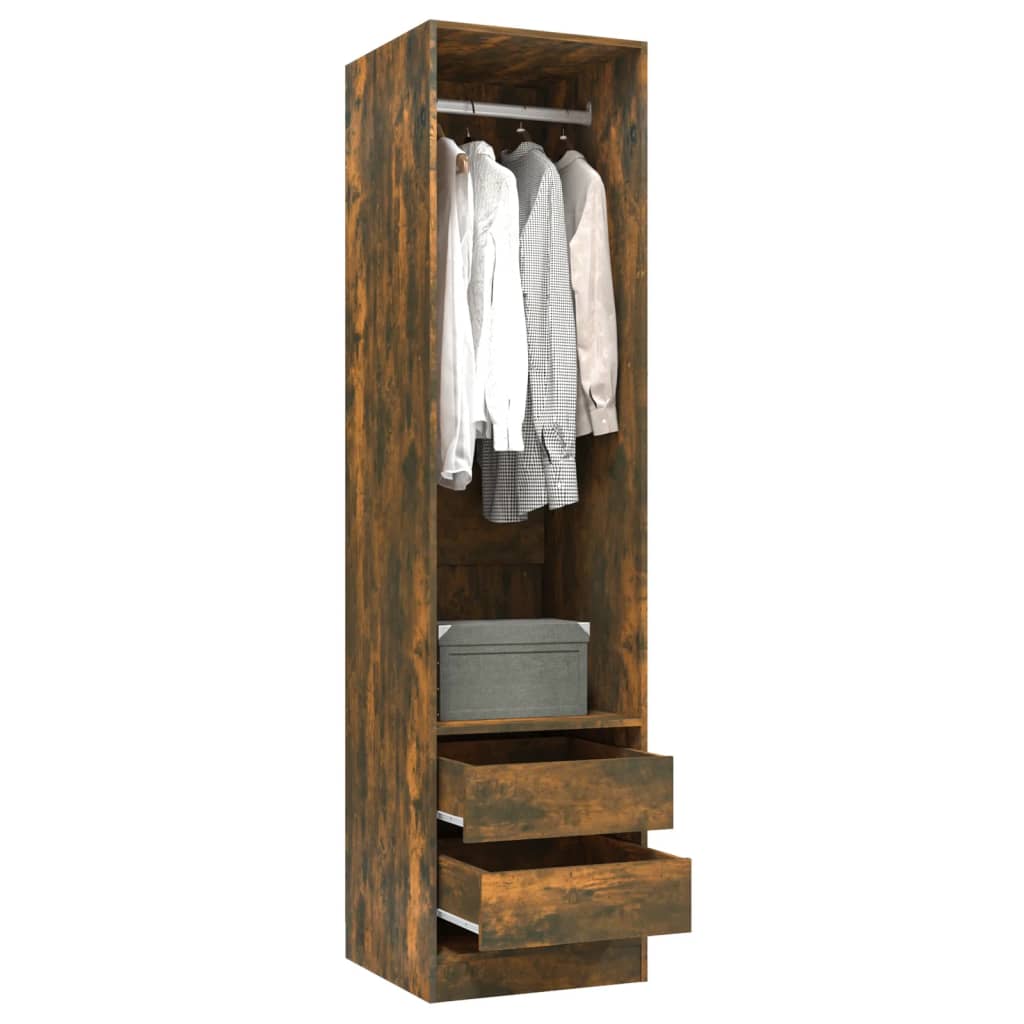 Armoire avec tiroirs Chêne fumé 50x50x200 cm Bois d’ingénierie - Armoires