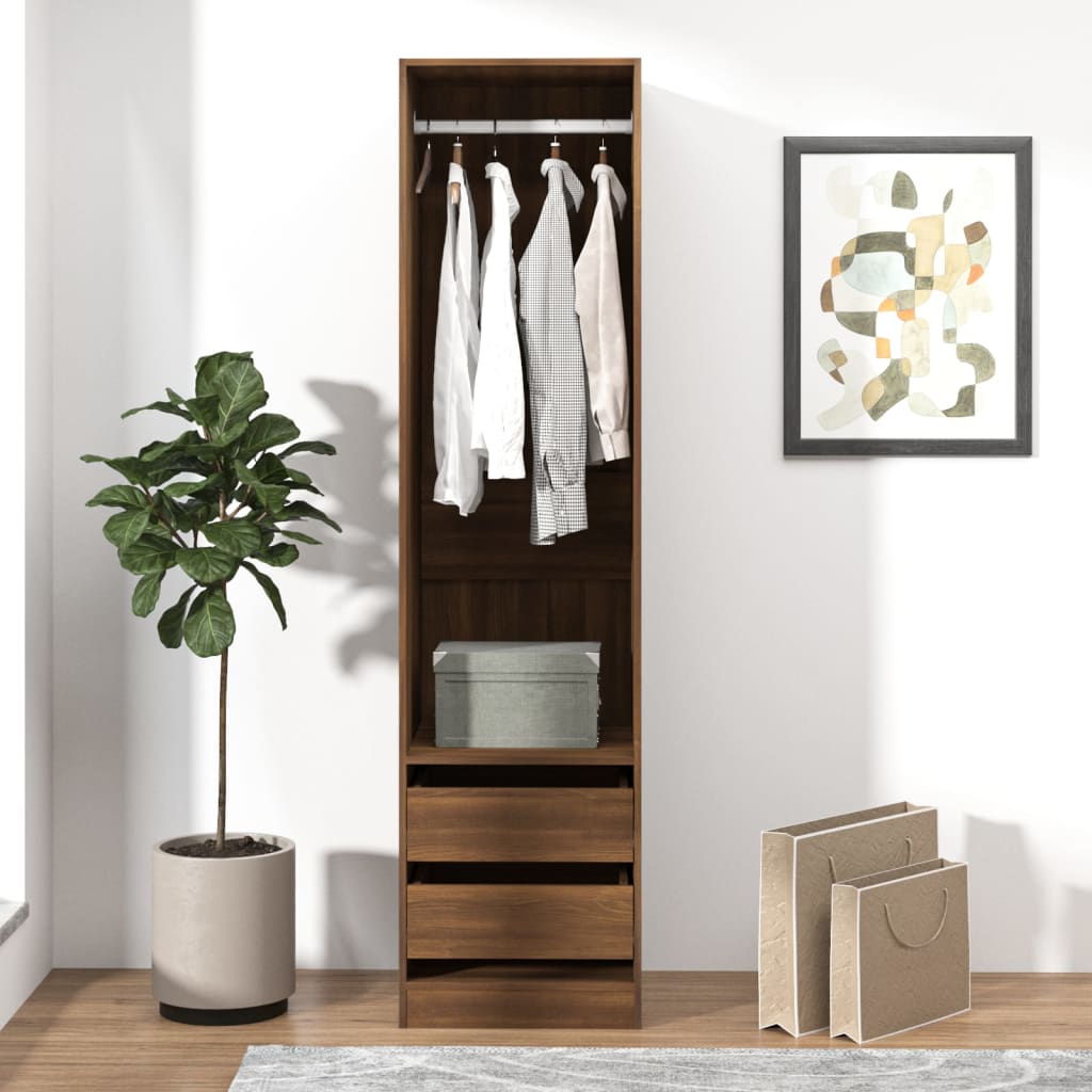 Armoire avec tiroirs Chêne marron 50x50x200cm Bois d’ingénierie - Armoires