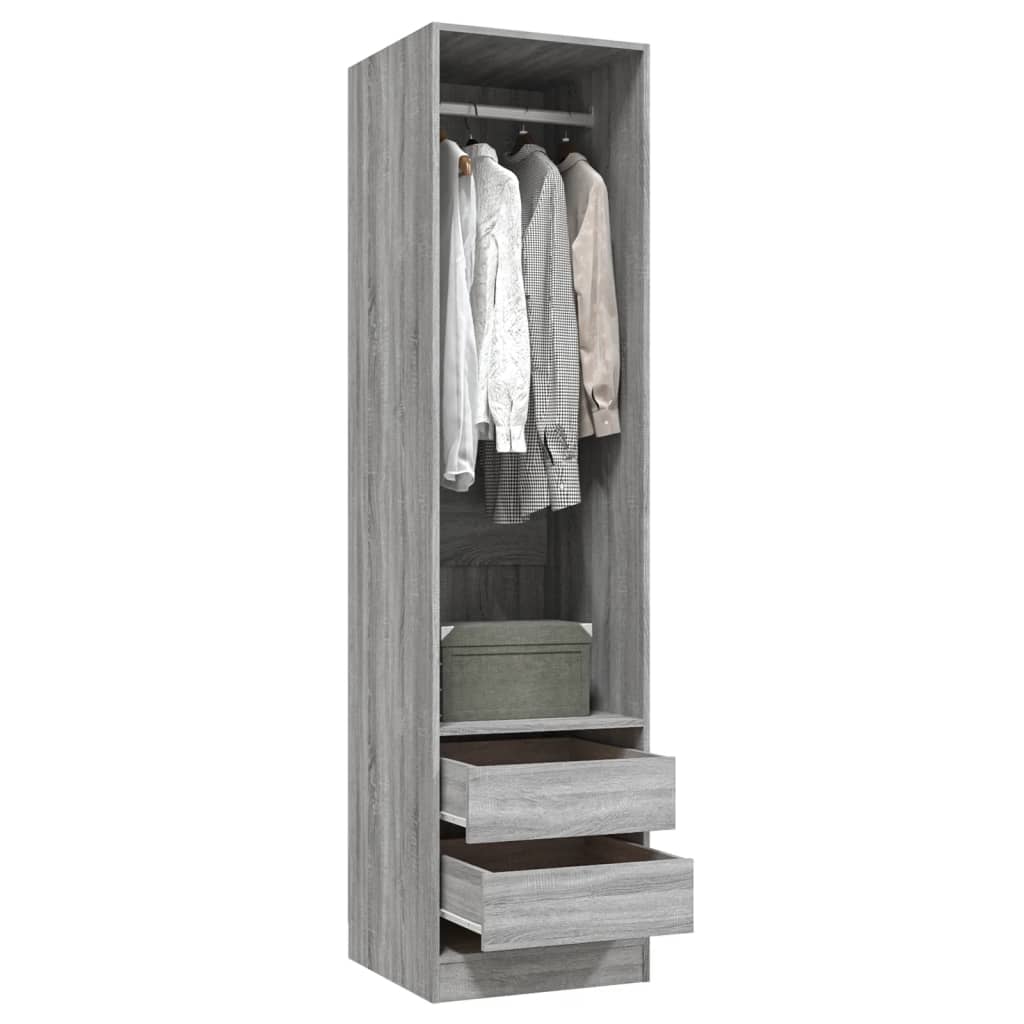 Armoire avec tiroirs Sonoma gris 50x50x200 cm Bois d’ingénierie - Armoires