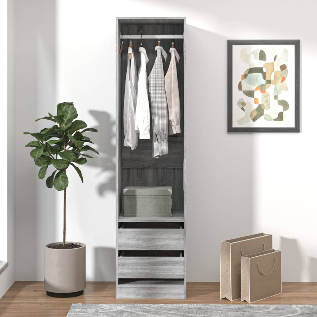 Armoire avec tiroirs Sonoma gris 50x50x200 cm Bois d’ingénierie - Armoires
