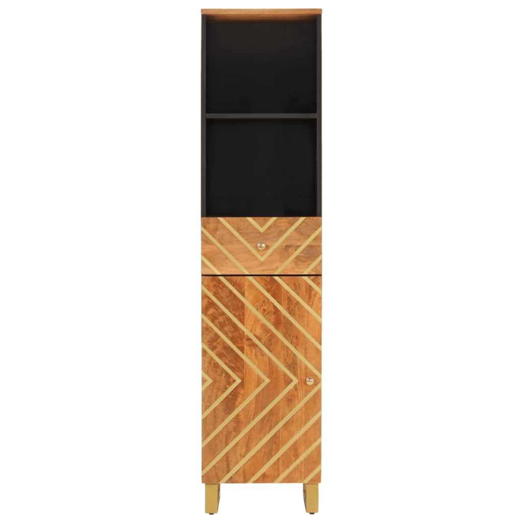 Armoire bain marron et noir 38x33,5x160 cm bois massif manguier - Meubles-lavabos de salle de bains