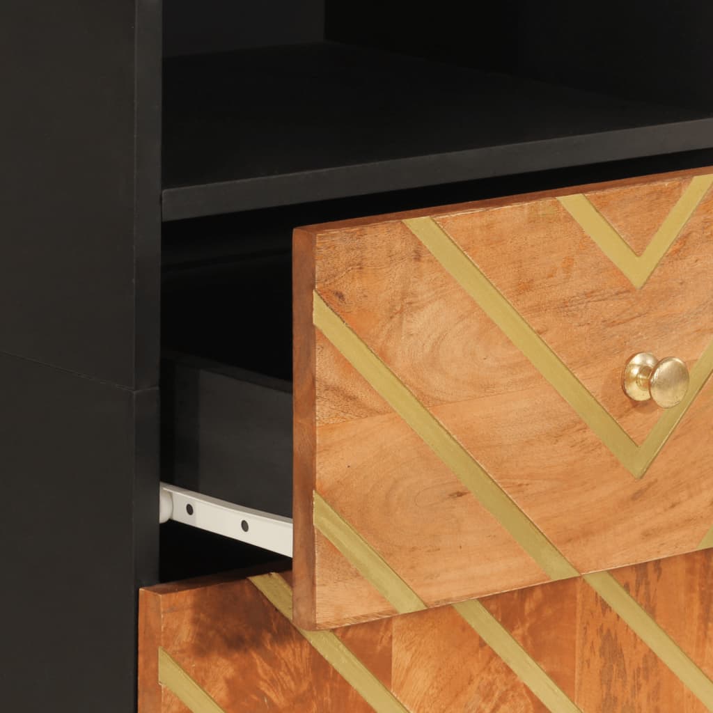 Armoire bain marron et noir 38x33,5x160 cm bois massif manguier - Meubles-lavabos de salle de bains