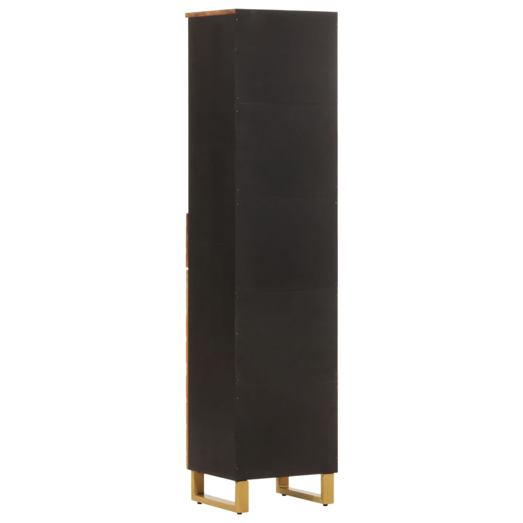 Armoire bain marron et noir 38x33,5x160 cm bois massif manguier - Meubles-lavabos de salle de bains