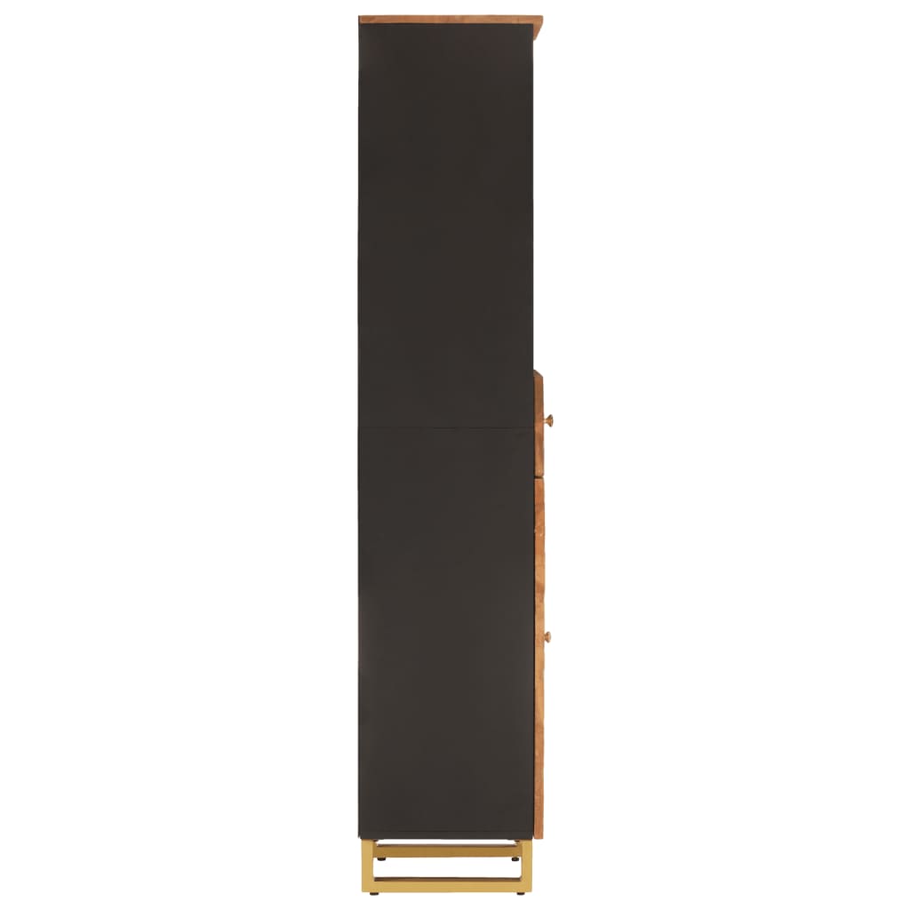 Armoire bain marron et noir 38x33,5x160 cm bois massif manguier - Meubles-lavabos de salle de bains