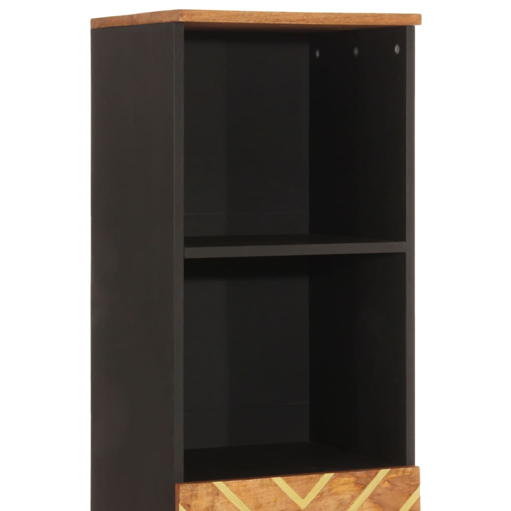 Armoire bain marron et noir 38x33,5x160 cm bois massif manguier - Meubles-lavabos de salle de bains