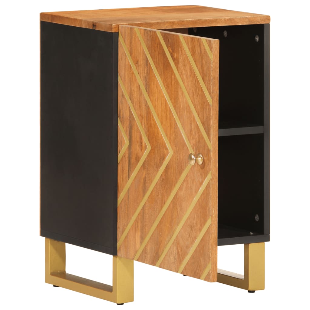 Armoire bain marron et noir 38x33,5x58 cm bois massif manguier - Meubles-lavabos de salle de bains