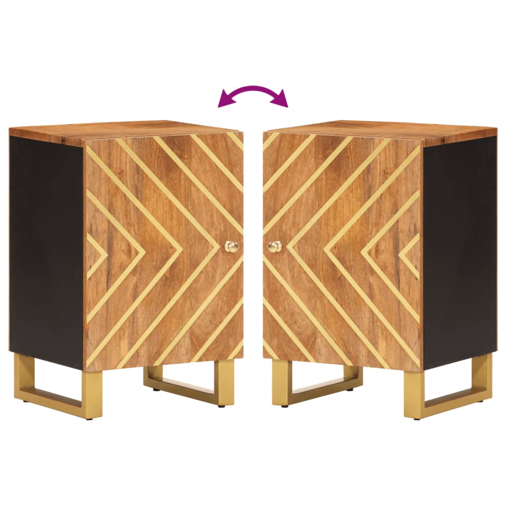 Armoire bain marron et noir 38x33,5x58 cm bois massif manguier - Meubles-lavabos de salle de bains