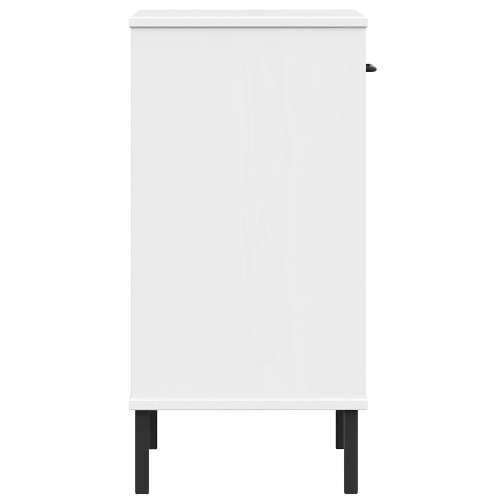 Armoire console avec pieds en métal Blanc Bois pin massif OSLO - Tables d’appoint