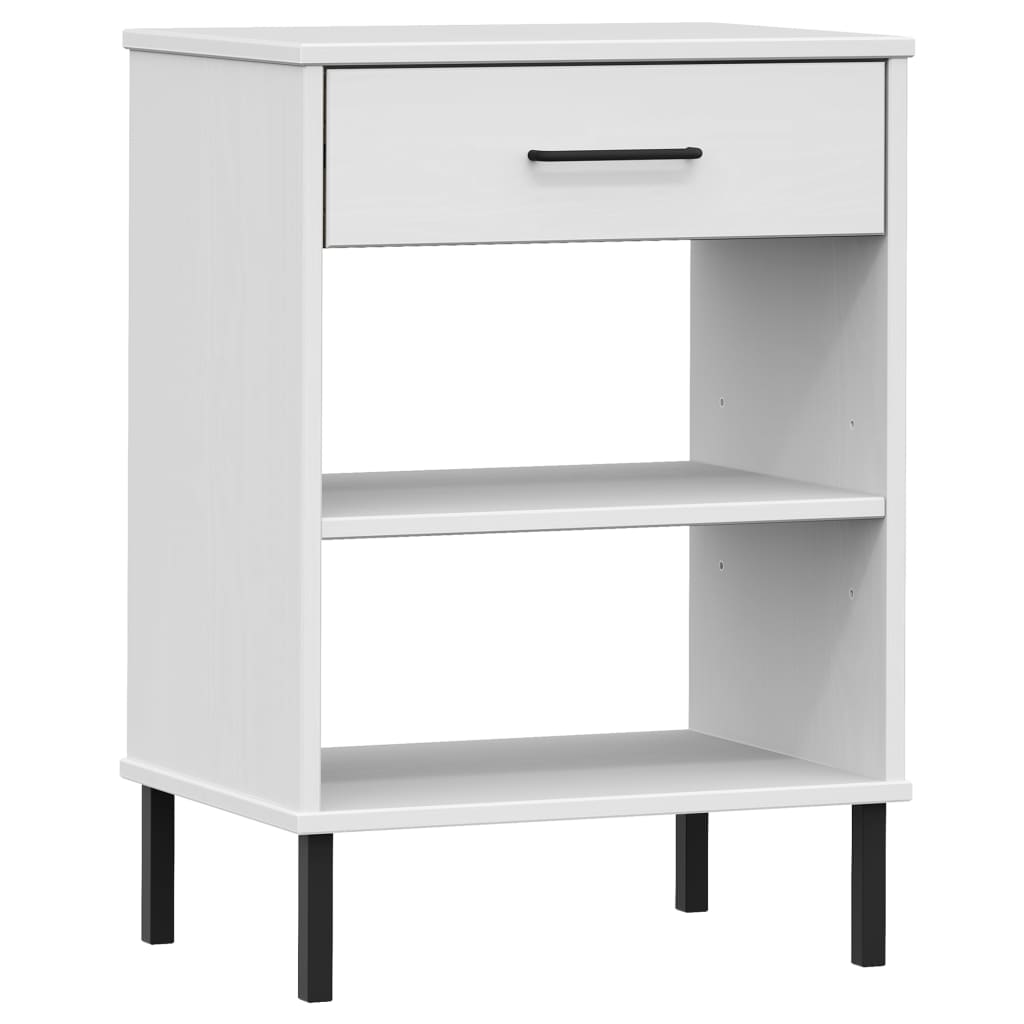 Armoire console avec pieds en métal Blanc Bois pin massif OSLO - Tables d’appoint