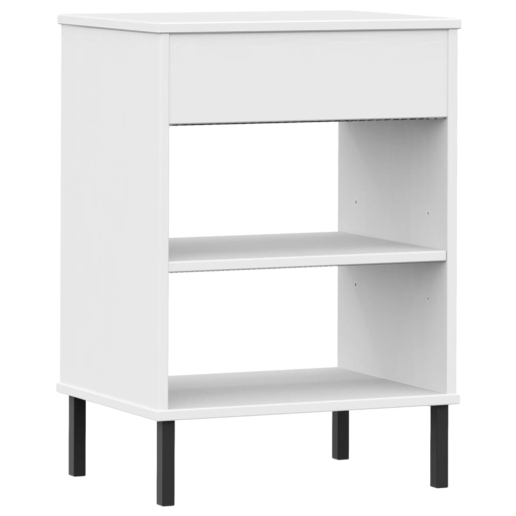 Armoire console avec pieds en métal Blanc Bois pin massif OSLO - Tables d’appoint