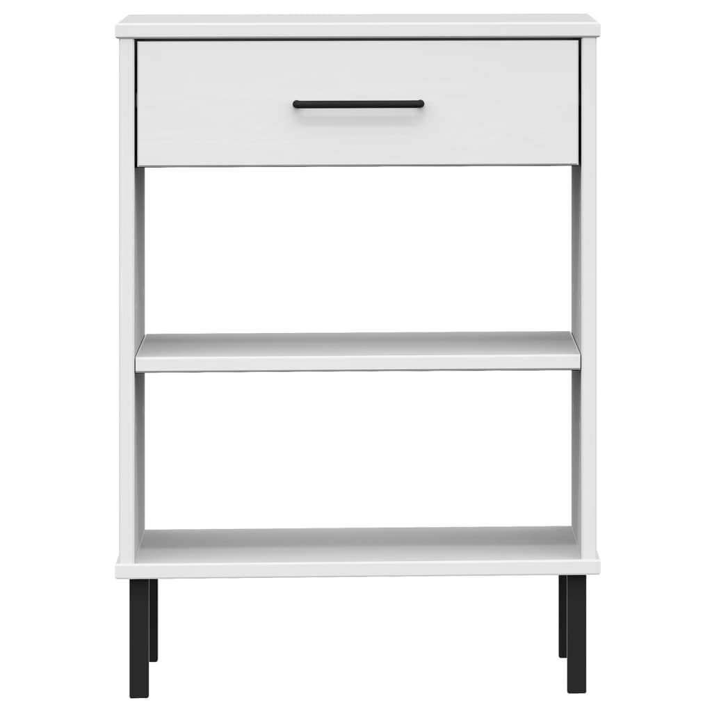Armoire console avec pieds en métal Blanc Bois pin massif OSLO - Tables d’appoint