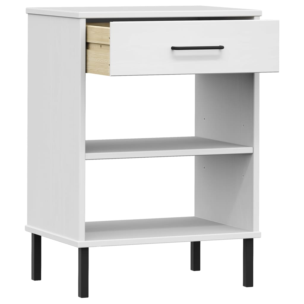 Armoire console avec pieds en métal Blanc Bois pin massif OSLO - Tables d’appoint