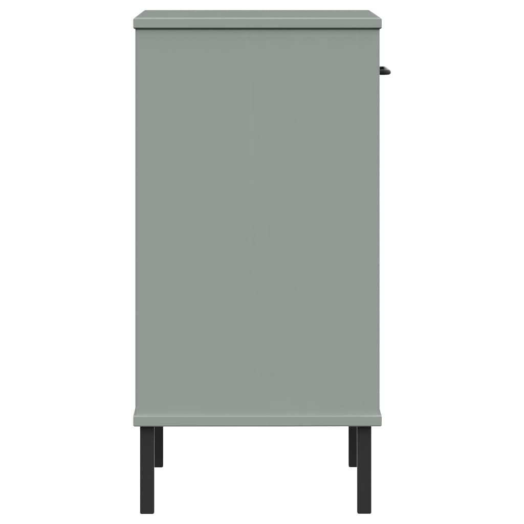 Armoire console avec pieds en métal Gris Bois pin massif OSLO - Tables d’appoint