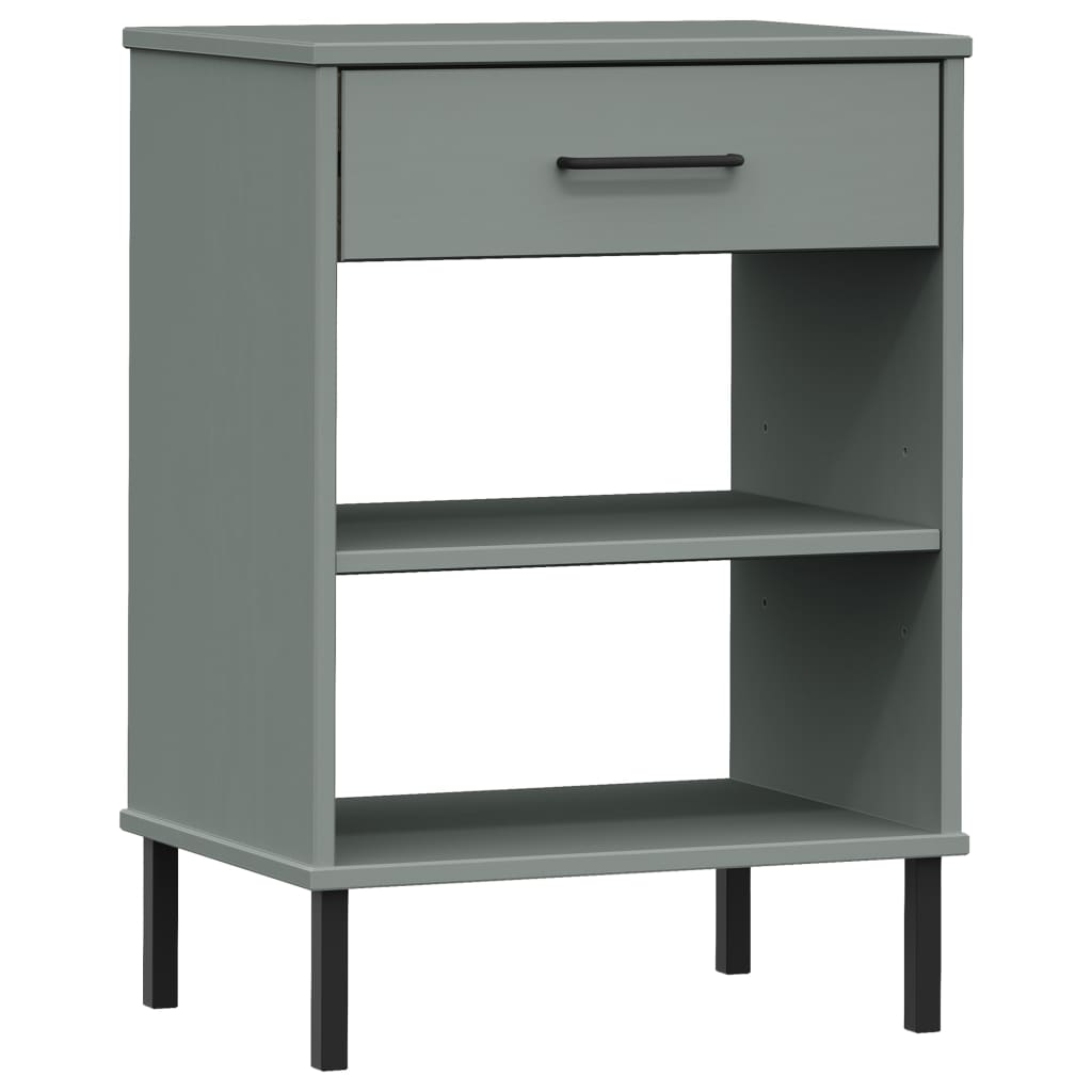 Armoire console avec pieds en métal Gris Bois pin massif OSLO - Tables d’appoint
