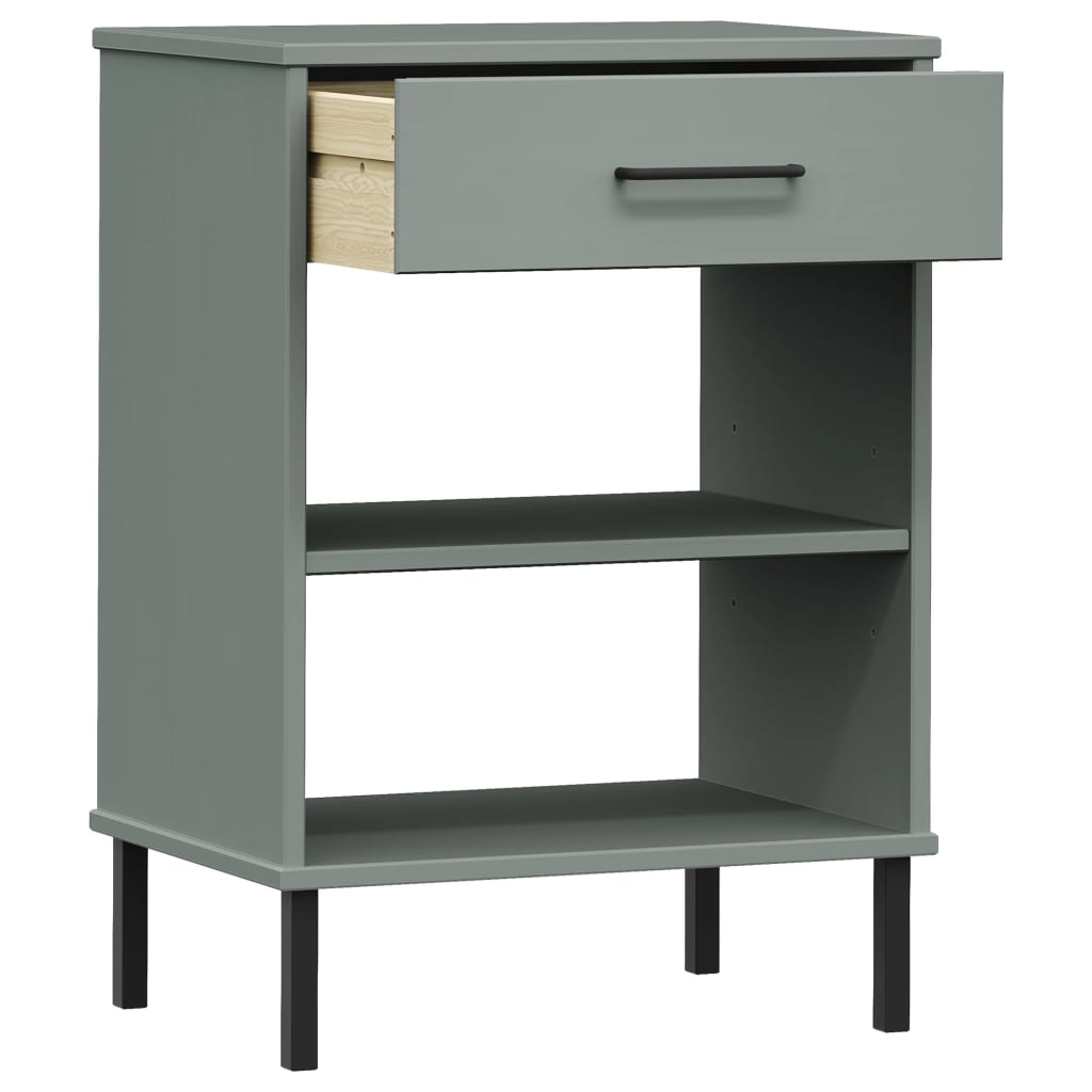 Armoire console avec pieds en métal Gris Bois pin massif OSLO - Tables d’appoint