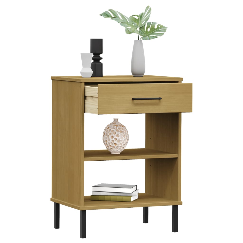 Armoire console avec pieds en métal Marron Bois pin massif OSLO - Tables d’appoint