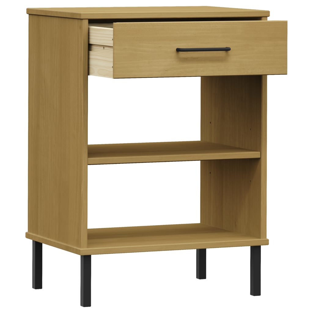 Armoire console avec pieds en métal Marron Bois pin massif OSLO - Tables d’appoint