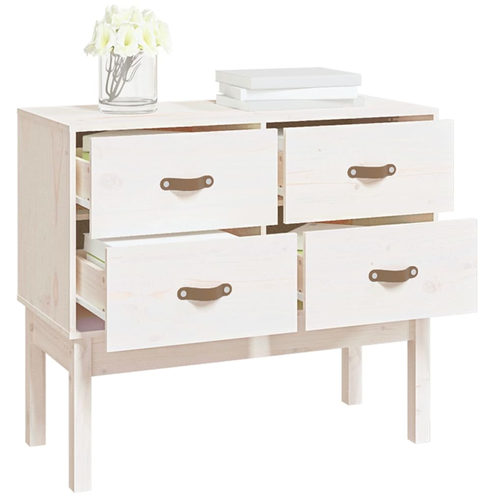 Armoire console Blanc 90x40x78 cm Bois de pin solide - Buffets & bahuts