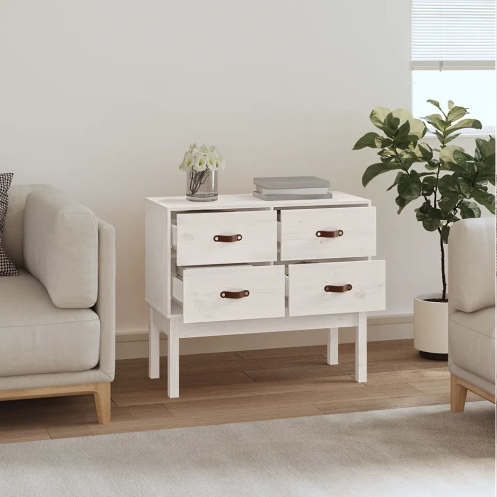 Armoire console Blanc 90x40x78 cm Bois de pin solide - Buffets & bahuts