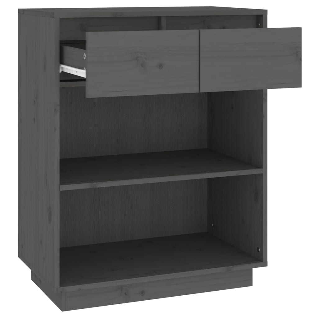 Armoire console Gris 60x34x75 cm Bois de pin solide - Buffets & bahuts