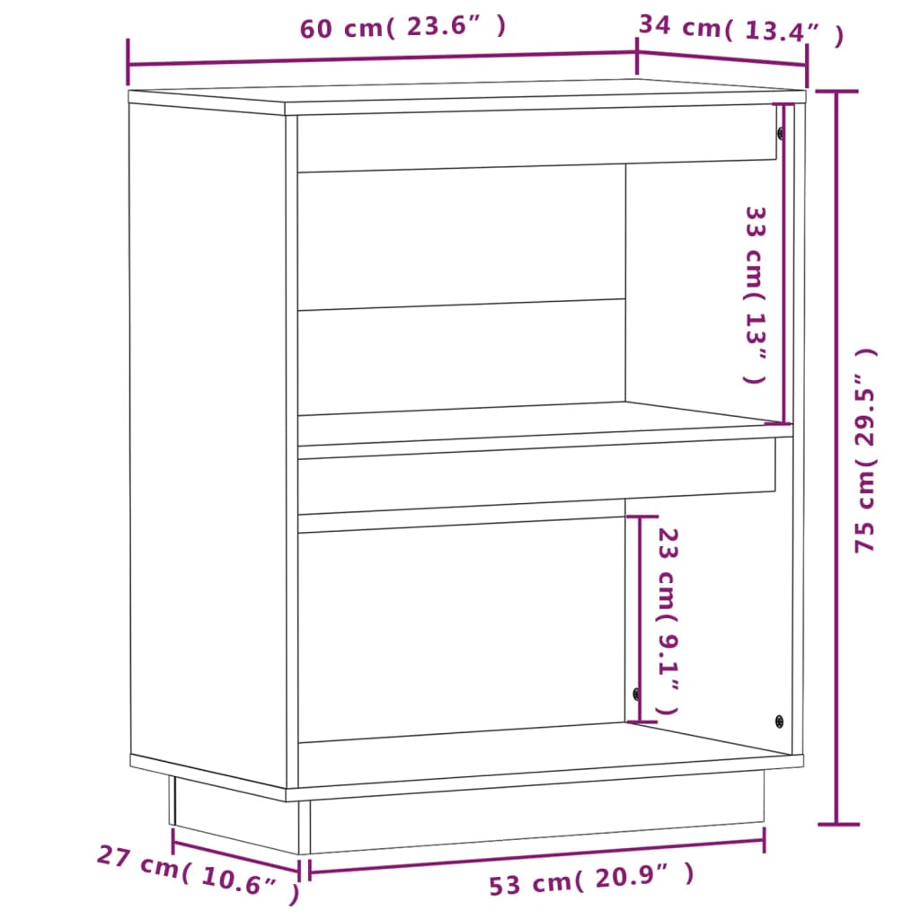 Armoire console Marron miel 60x34x75 cm Bois de pin solide - Buffets & bahuts