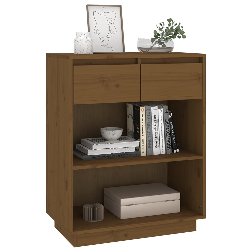 Armoire console Marron miel 60x34x75 cm Bois de pin solide - Buffets & bahuts