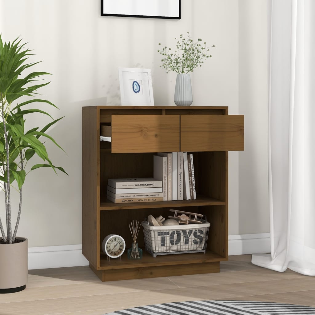 Armoire console Marron miel 60x34x75 cm Bois de pin solide - Buffets & bahuts