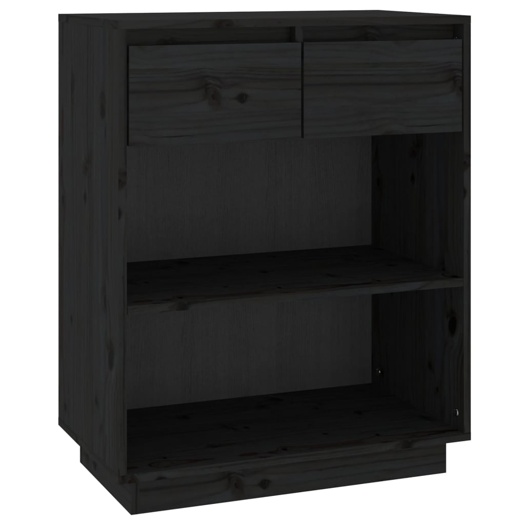 Armoire console Noir 60x34x75 cm Bois de pin solide - Buffets & bahuts